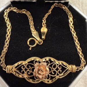Gold-Tone Floral Filigree Necklace - Women's Jewelry